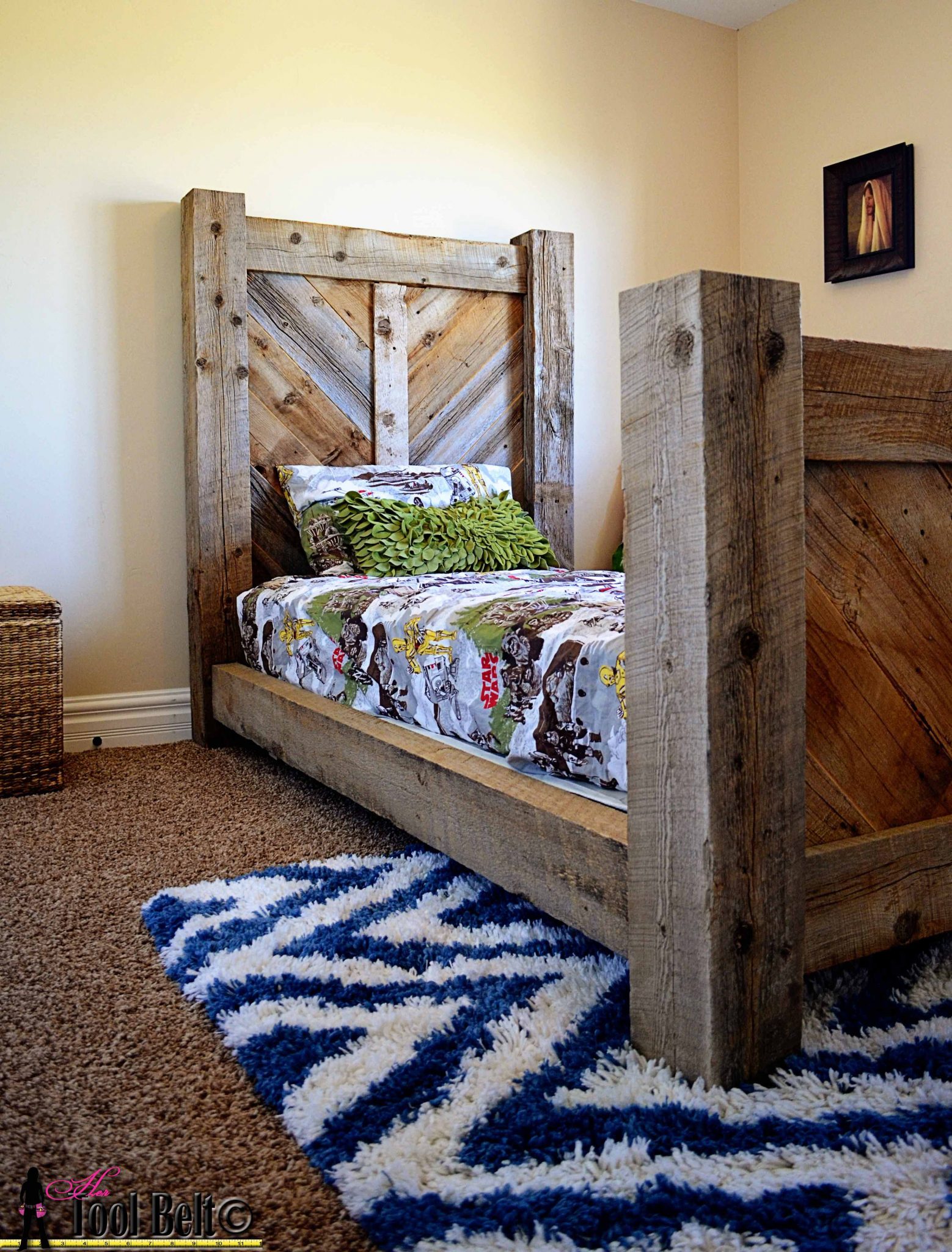 Twin Bed With Decorative Side Board Twin Bed With Decorative Side Board