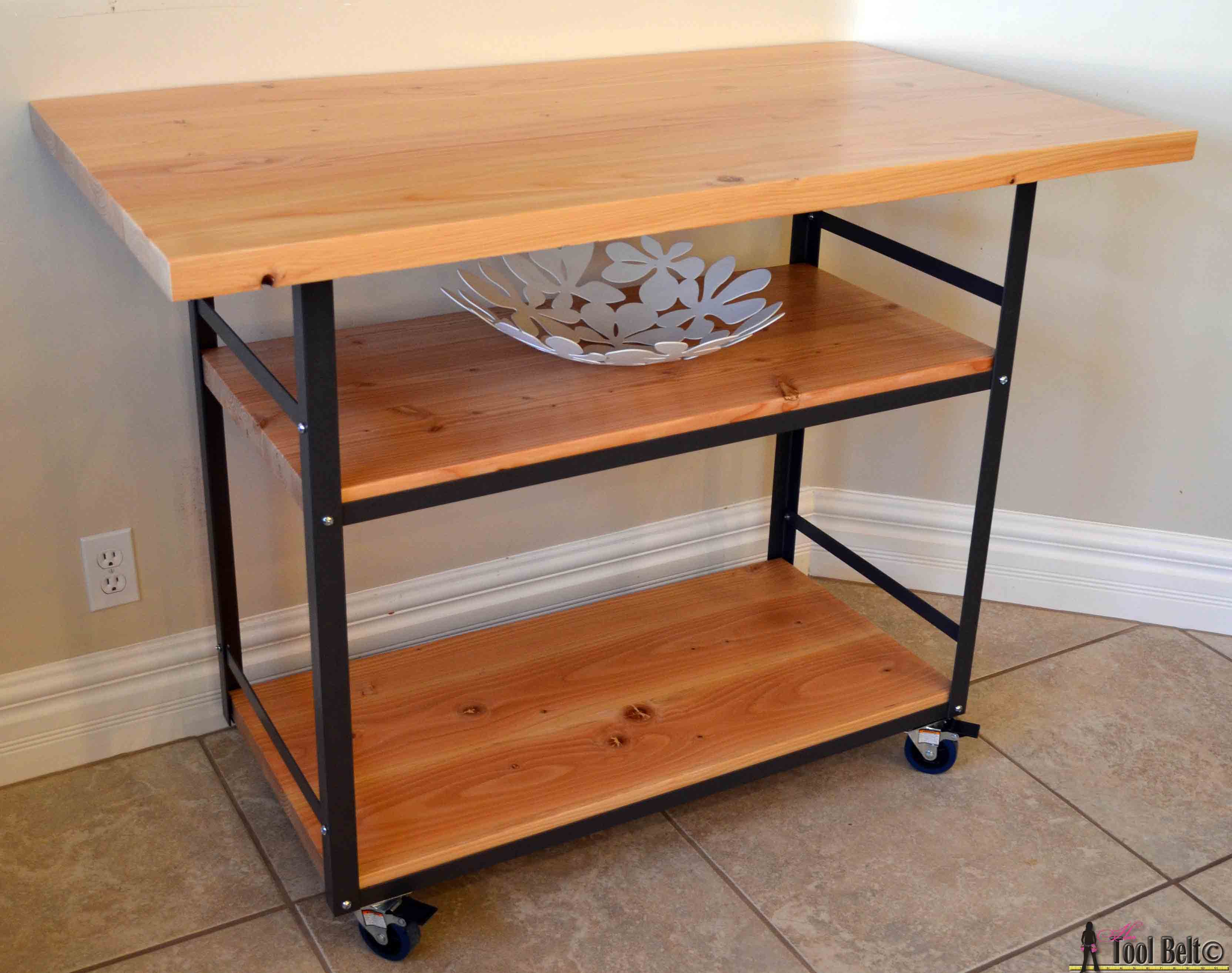 kitchen rolling table with storage