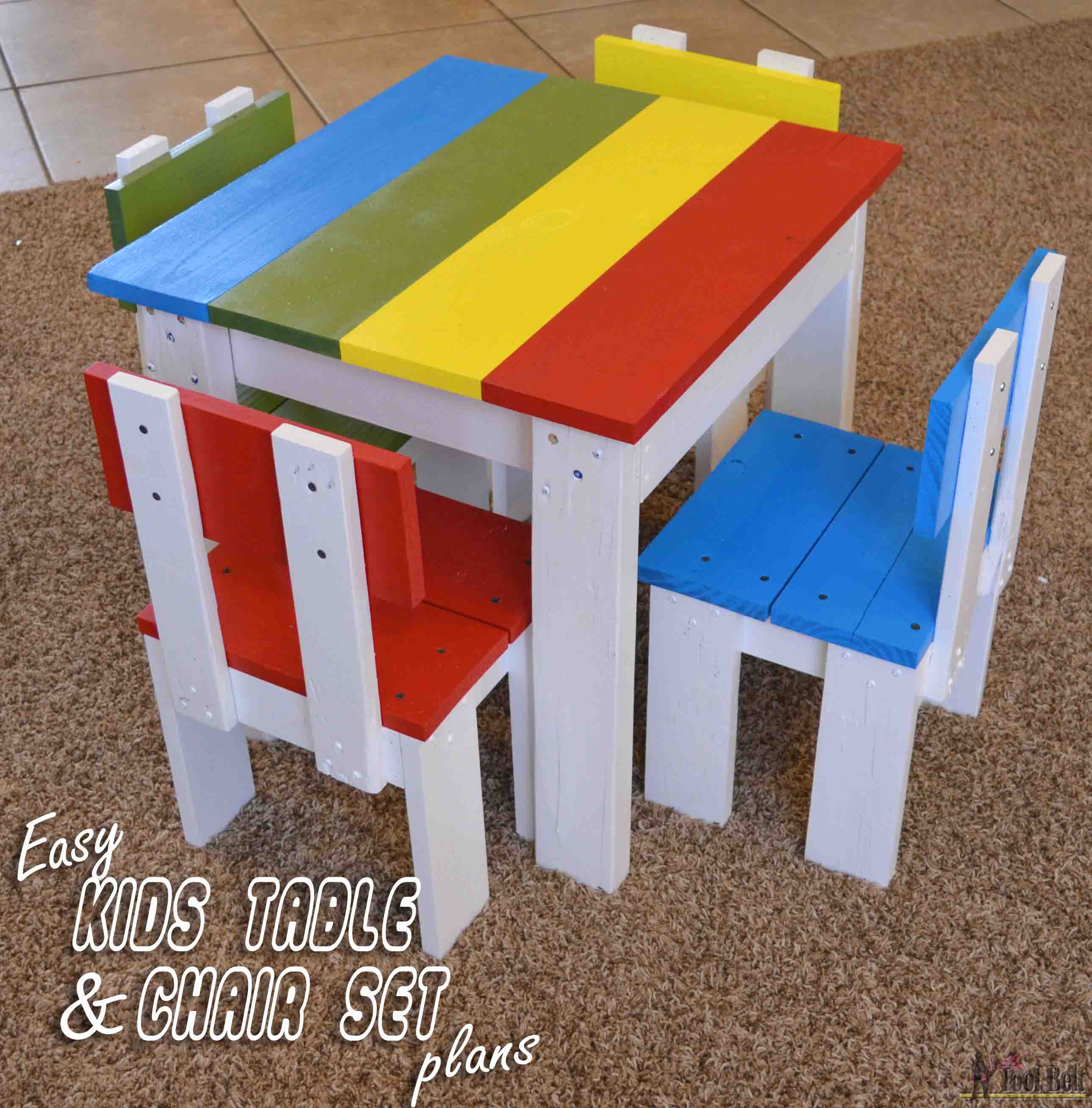 Build an easy table and chair set for the little kids. The set costs 