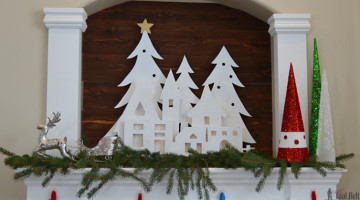 DIY Christmas Village Silhouette Mantel Decor