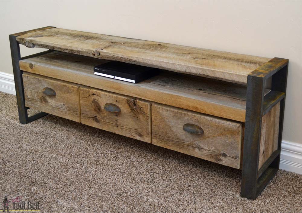 Rustic Media Console Table - Her Tool Belt