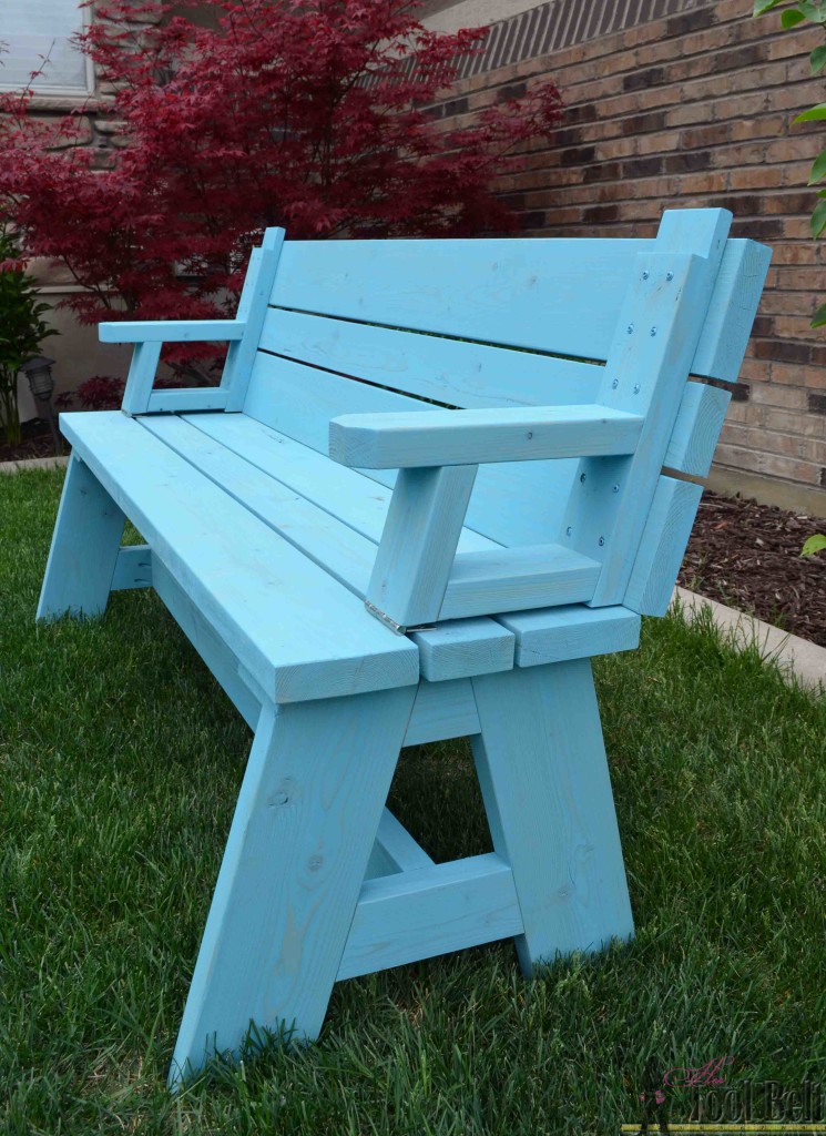 Not only is this picnic table great for outdoor eating, but it easily converts into two cute garden benches. The picnic table’s top folds down to create the back of the bench, for a relaxing seat.