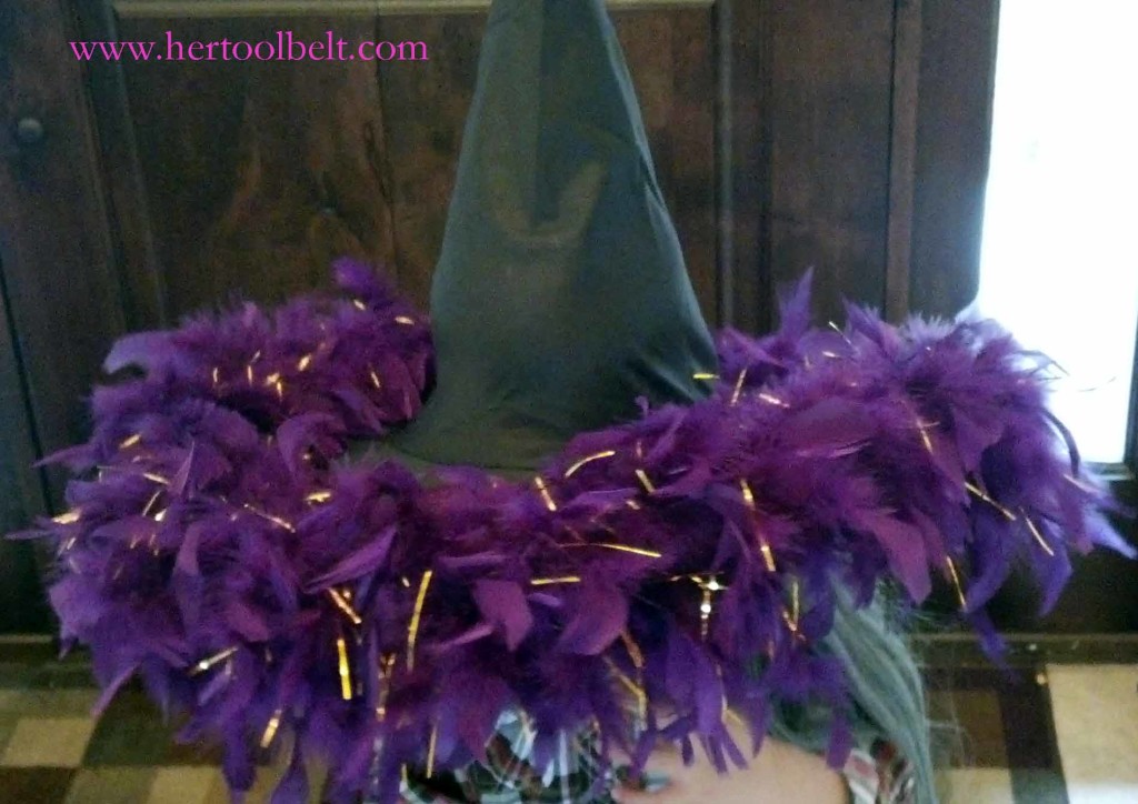 sew boa on witch hat hertoolbelt