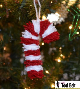 Chunky felt candy cane ornament