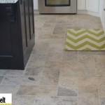 Silver Travertine Tile Herringbone Floor Tutorial