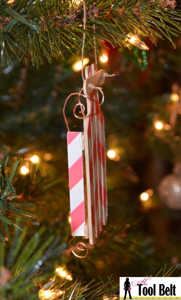 popsicle wood sled ornament