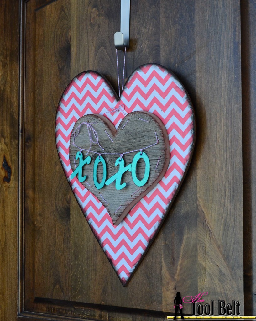 valentine chevron heart door decoration