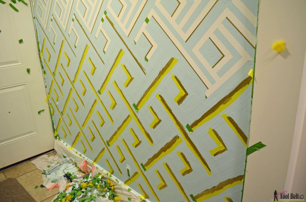 Painting a geometric wall on hertoolbelt.com  Taping it Modern
