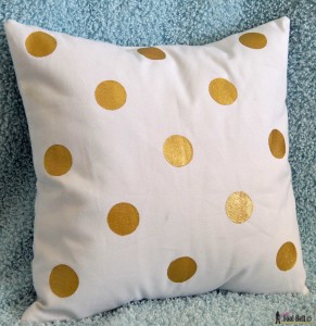 Painted Pillows gold shimmering polka dot on hertoolbelt.com