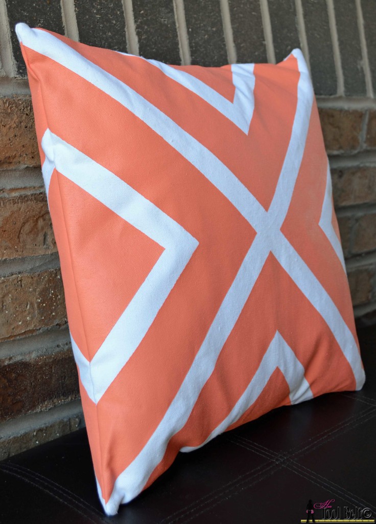 painted pillows - coral stripes finished on hertoolbelt.com