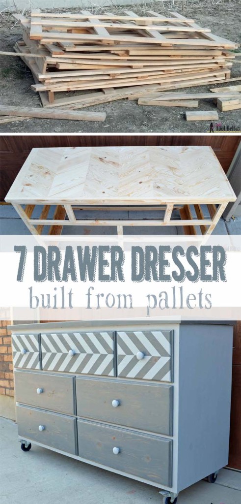 7 drawer dresser built from pallets