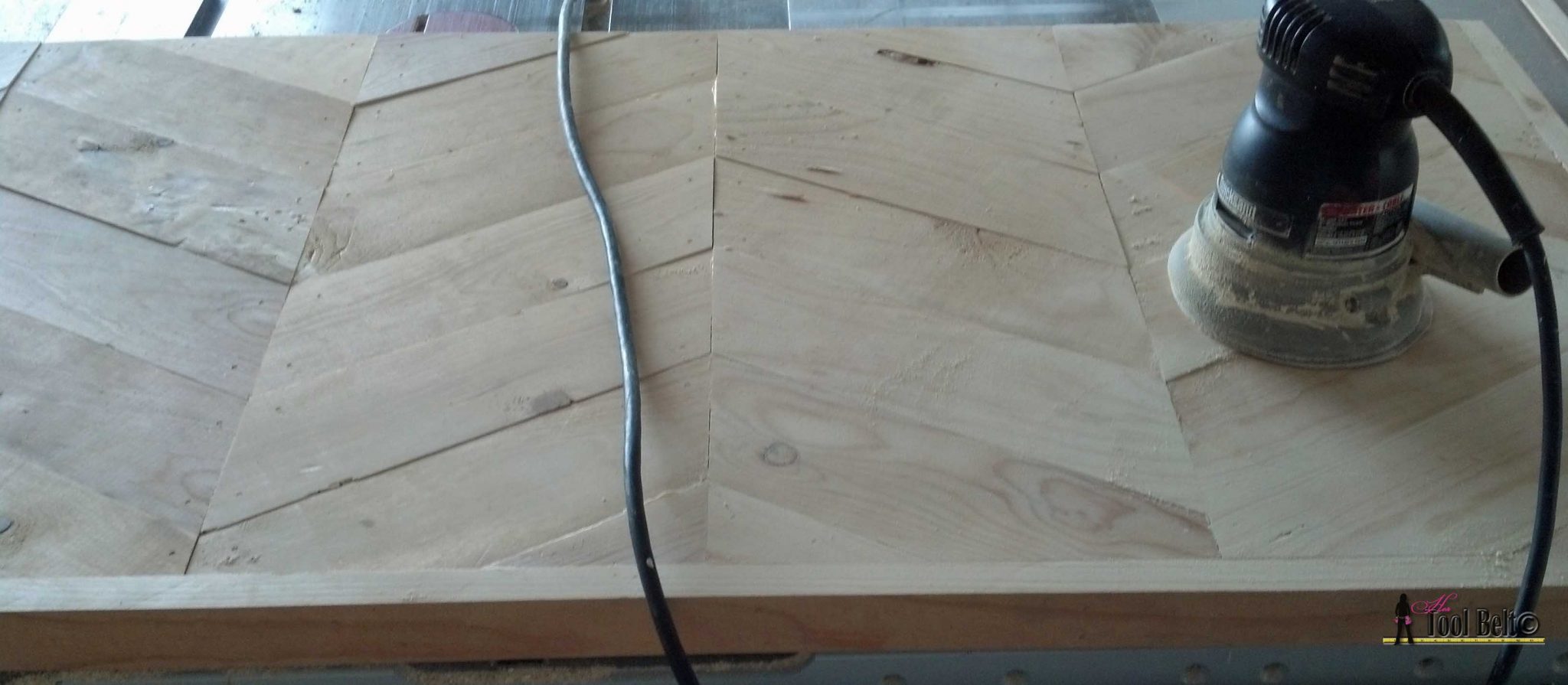 7 drawer dresserchevron sanding Her Tool Belt