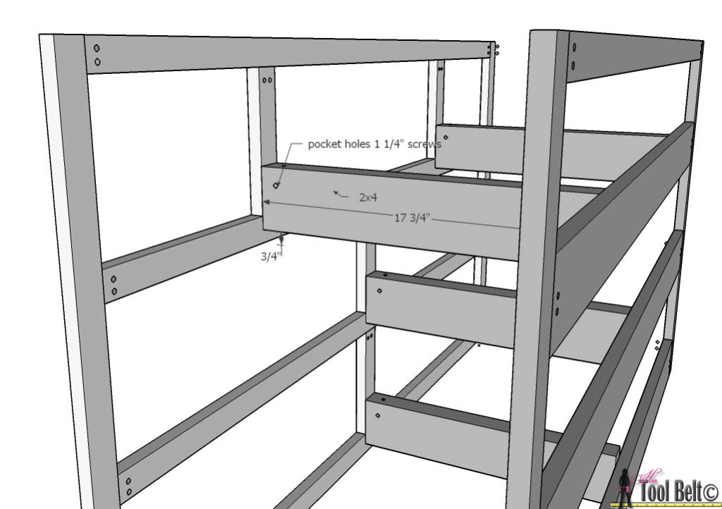 7 drawer dresser-rail supports