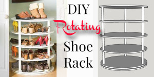 DIY rotating shoe rack at Remodelaholic.com