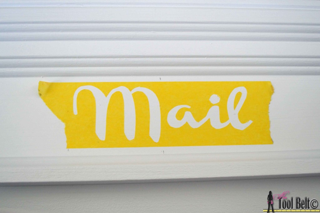 Easy personalized mail organizer, make custom stencils with painters tape on hertoolbelt.com