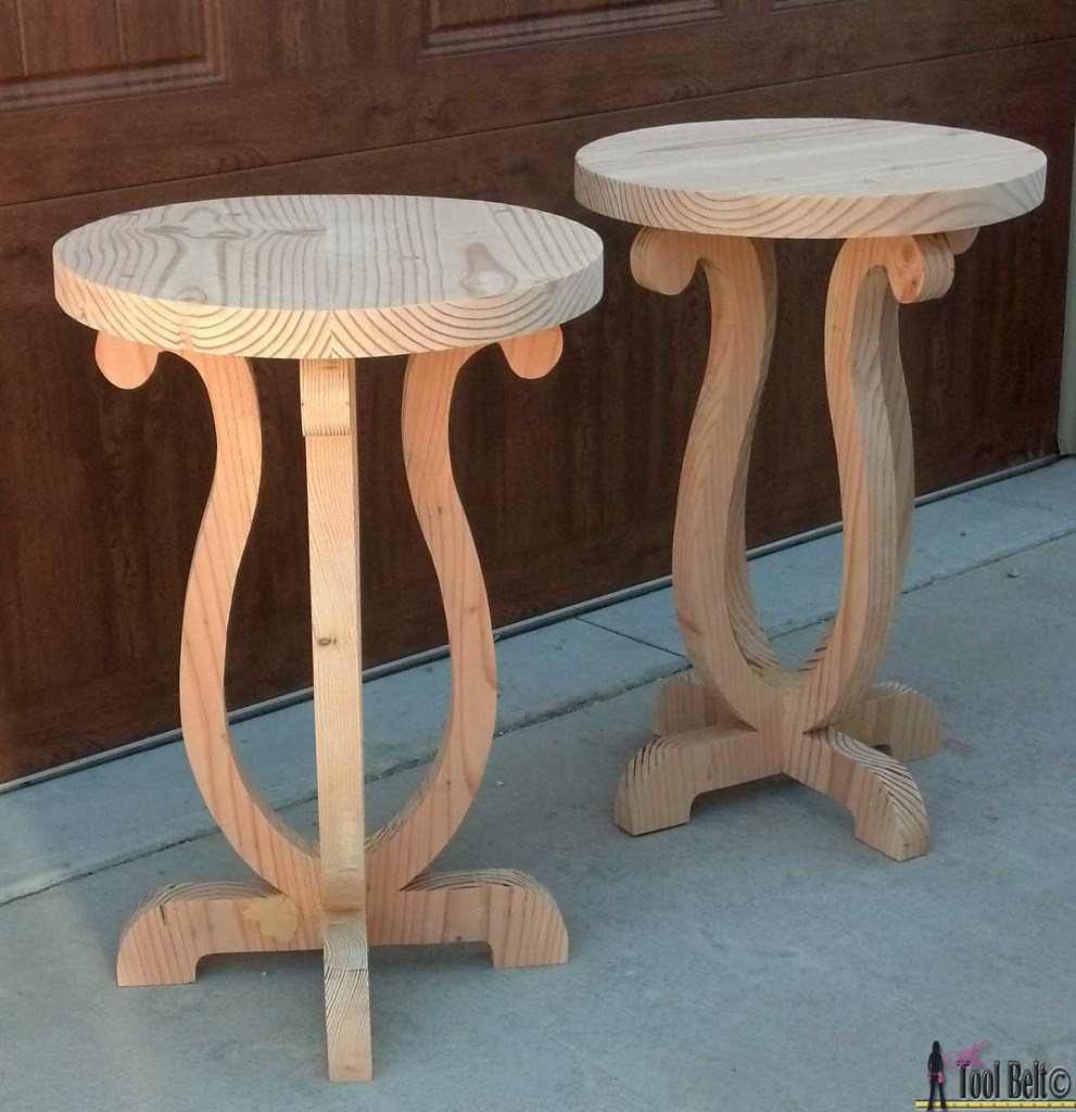 Build a cute side table from a simple 2 x 10 board. Free plans and pattern on hertoolbelt.com