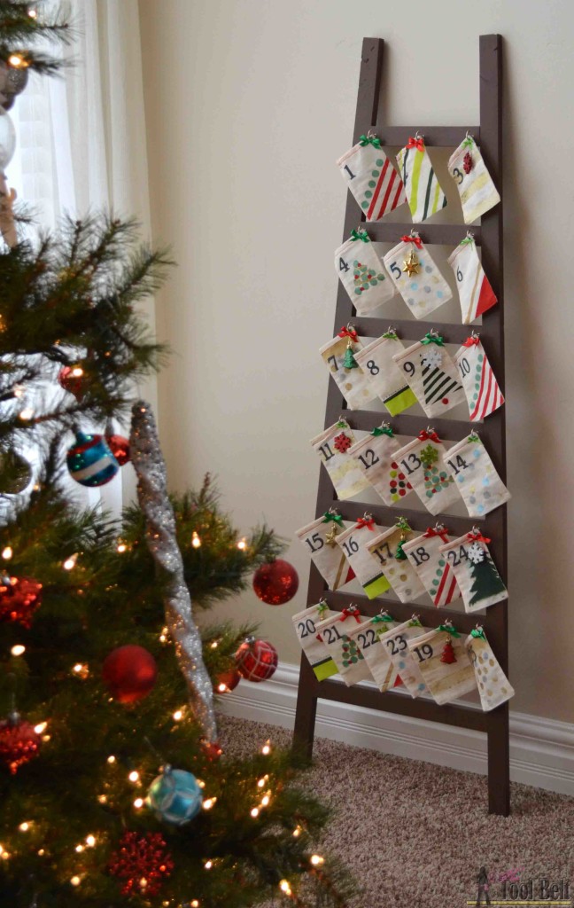 Pottery Barn knockoff ladder advent calendar