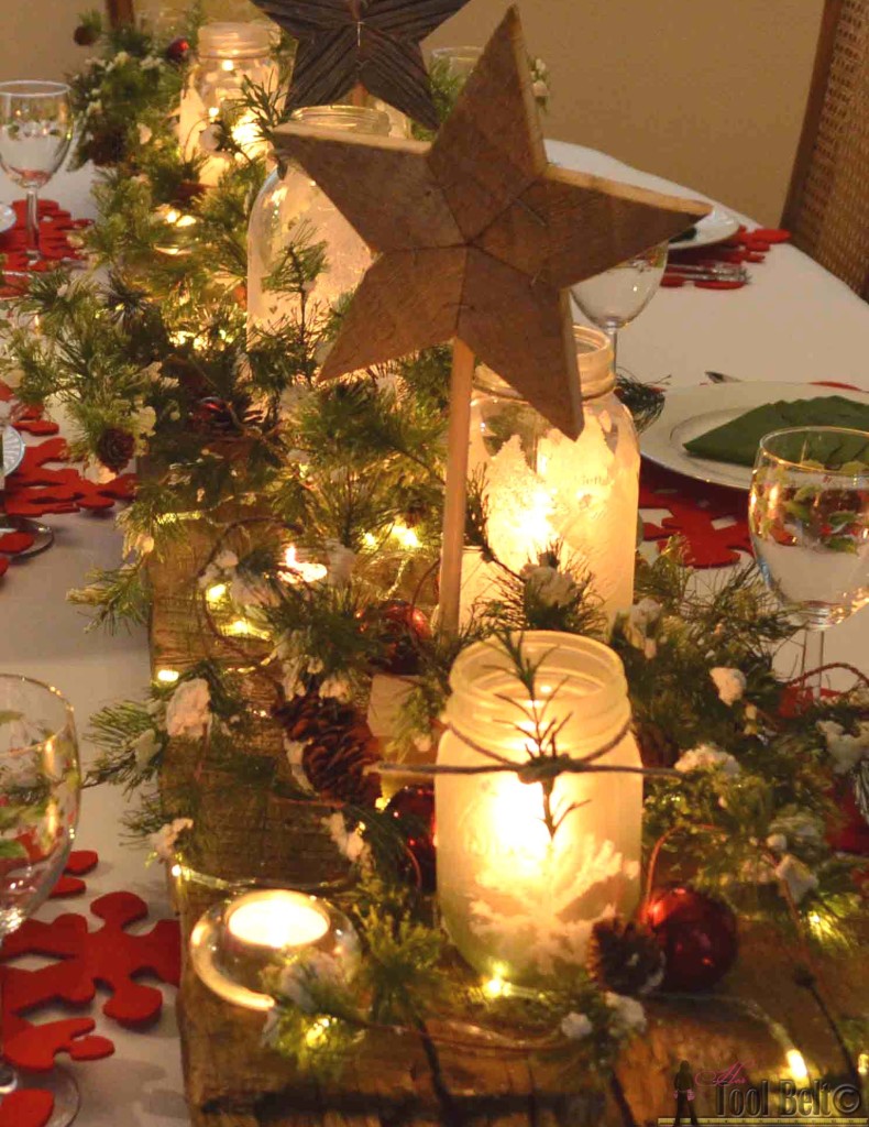 Frosted and flocked pine trees make these easy winter themed luminaries have a beautiful glow.