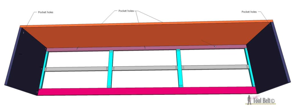 Organize those shoes with a shoe shelf bench, easily build it with pocket holes and these customizable woodworking plans.