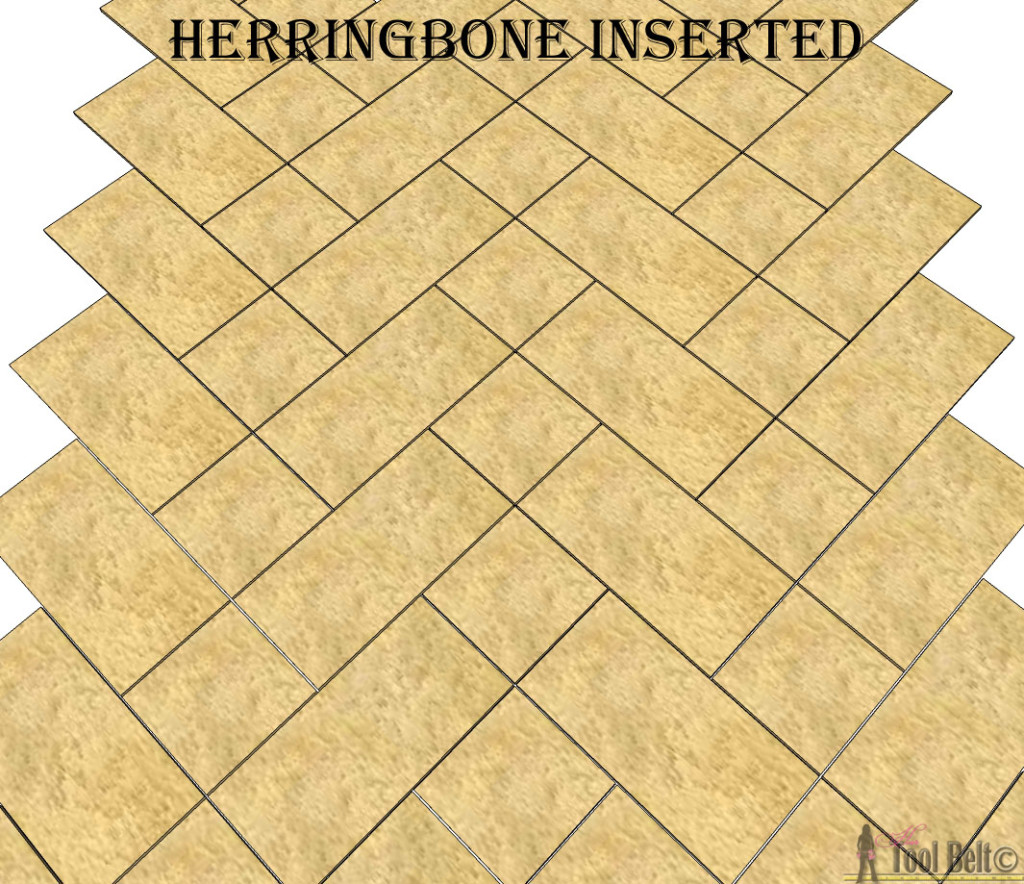 DIY beautiful travertine tile floors in a pattern (herringbone inserted) to make your budget floors look extraordinary. 
