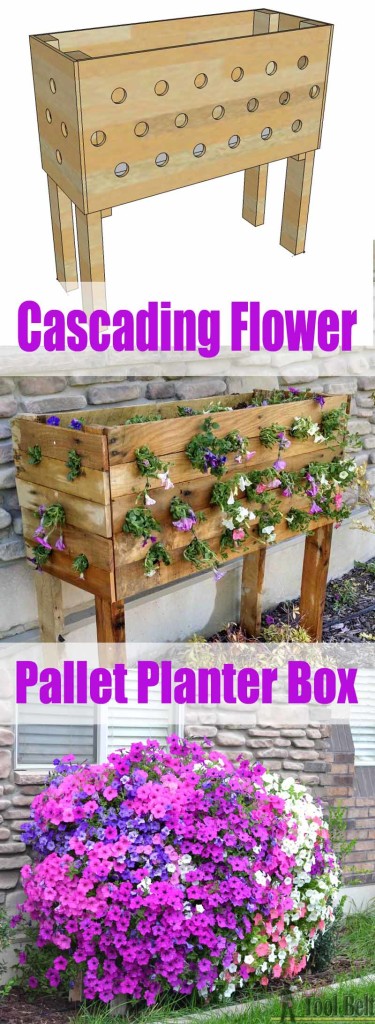 Cascading flower pallet planter box pin