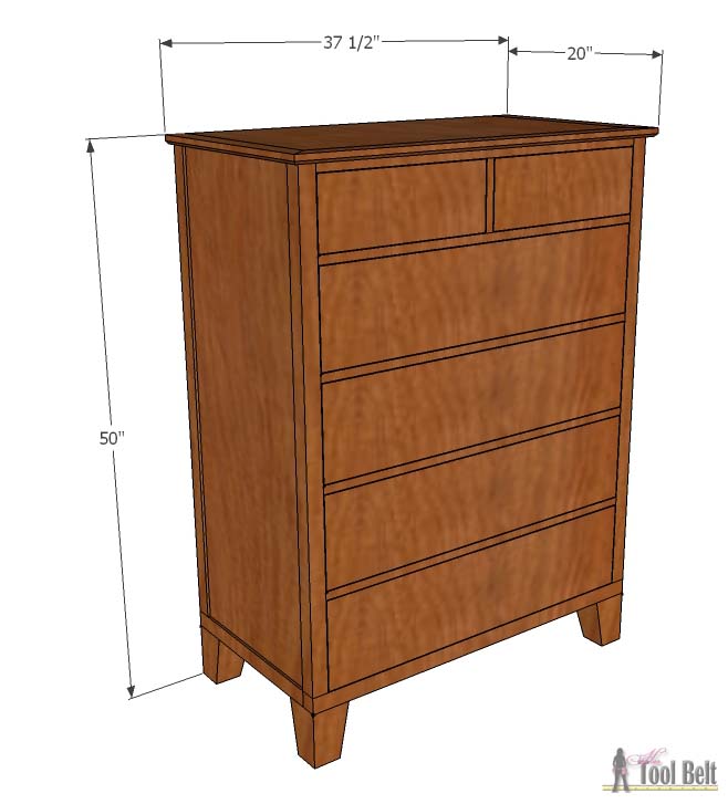 Tall Dresser with Tapered Legs - Her Tool Belt