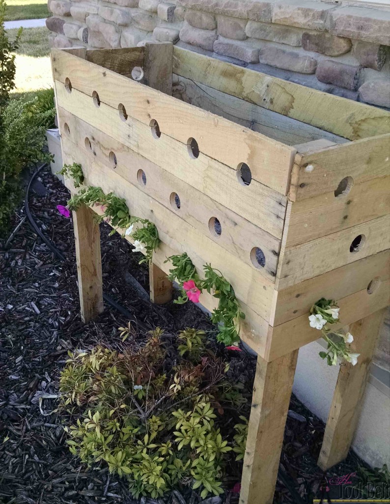 Check out these flowers - DIY pallet planter box for those amazing cascading flower baskets.