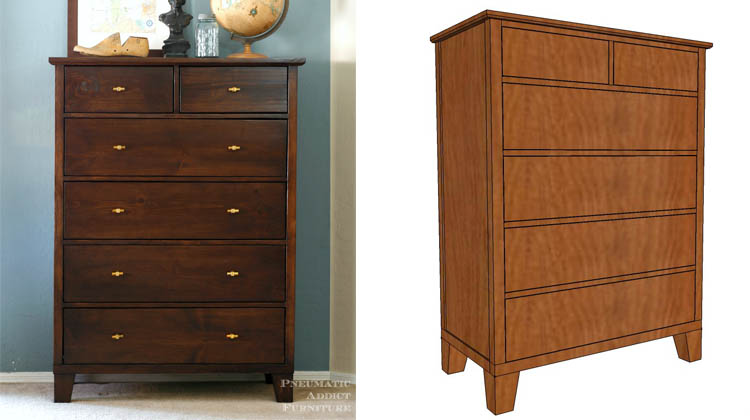 Tall Dresser with Tapered Legs - Her Tool Belt