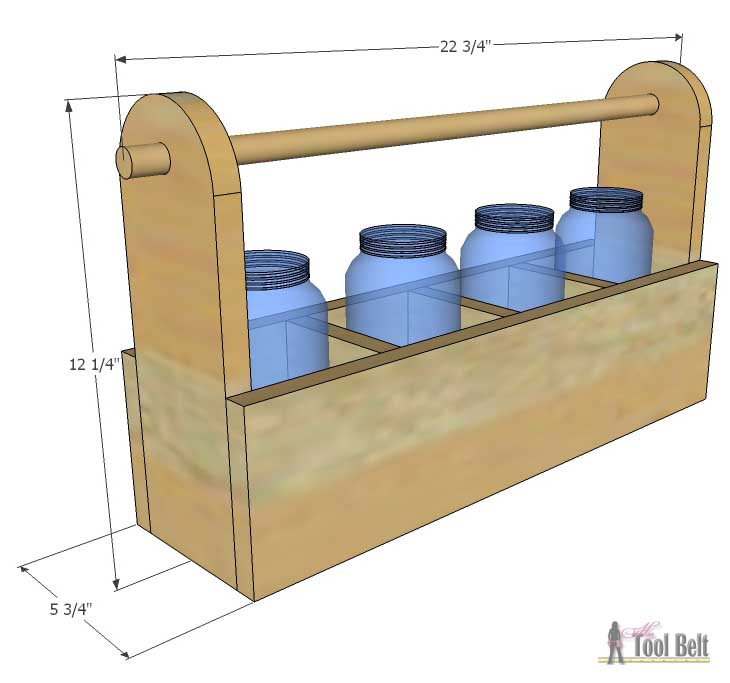 This mason jar caddy makes a perfect rustic centerpiece, paint the jars to change it up for the holidays! Build a simple wood tool box caddy with these free plans.