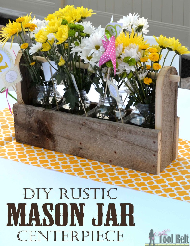 This mason jar caddy makes a perfect rustic centerpiece, paint the jars to change it up for the holidays! Build a simple wood tool box caddy with these free plans.