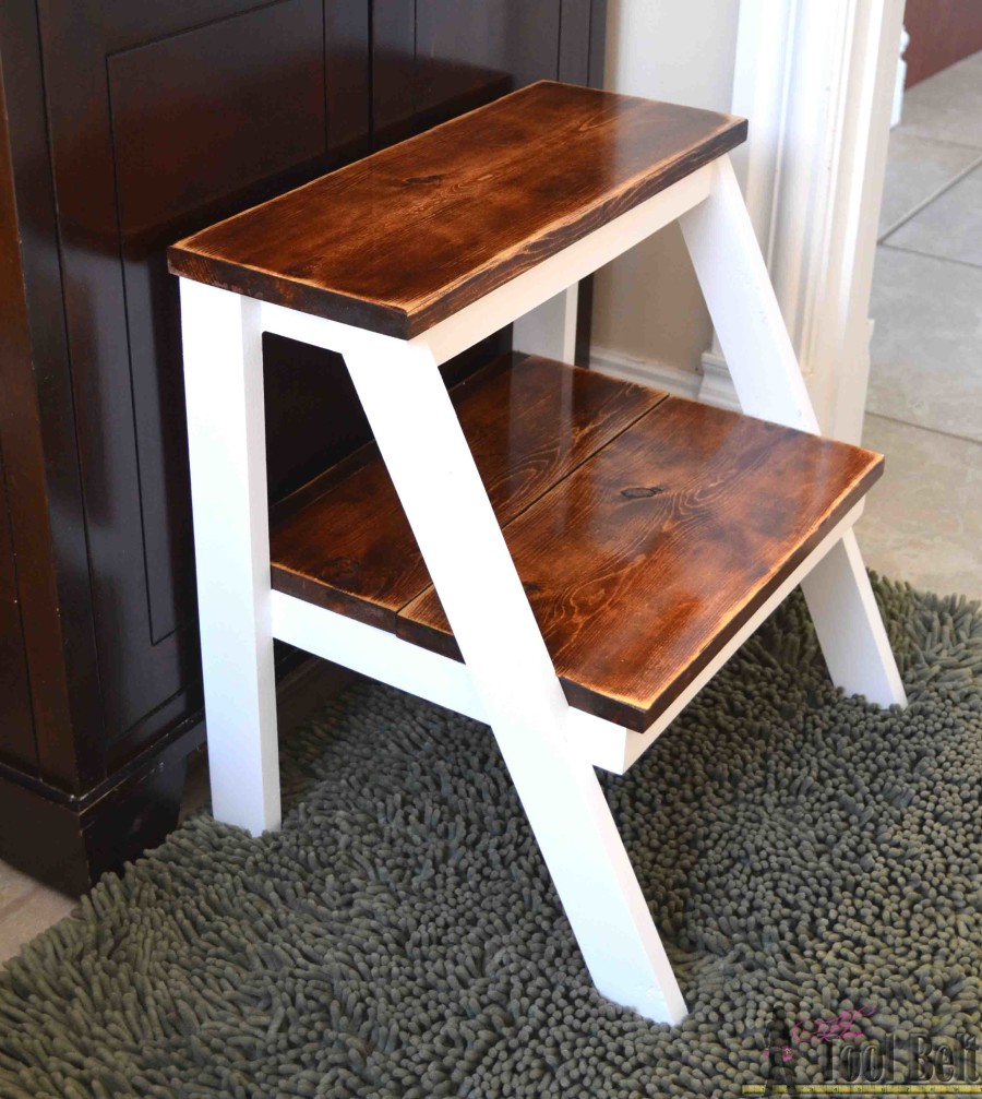 Redwood Foot Stool, Stable Stool with Flared-Leg Design