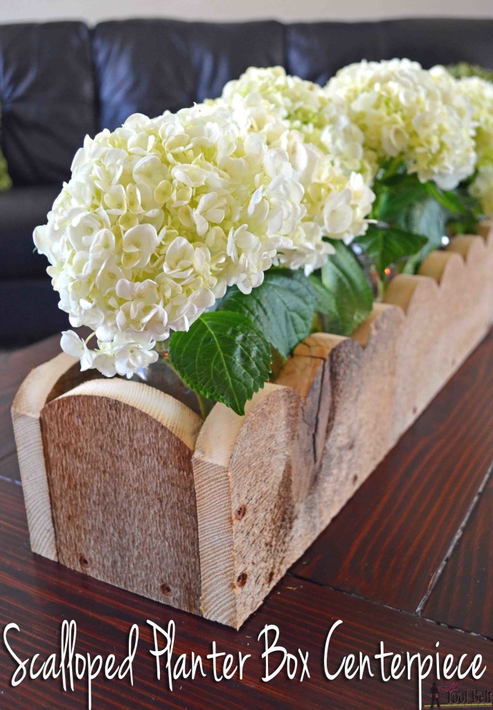 DIY scalloped rustic planter box centerpiece