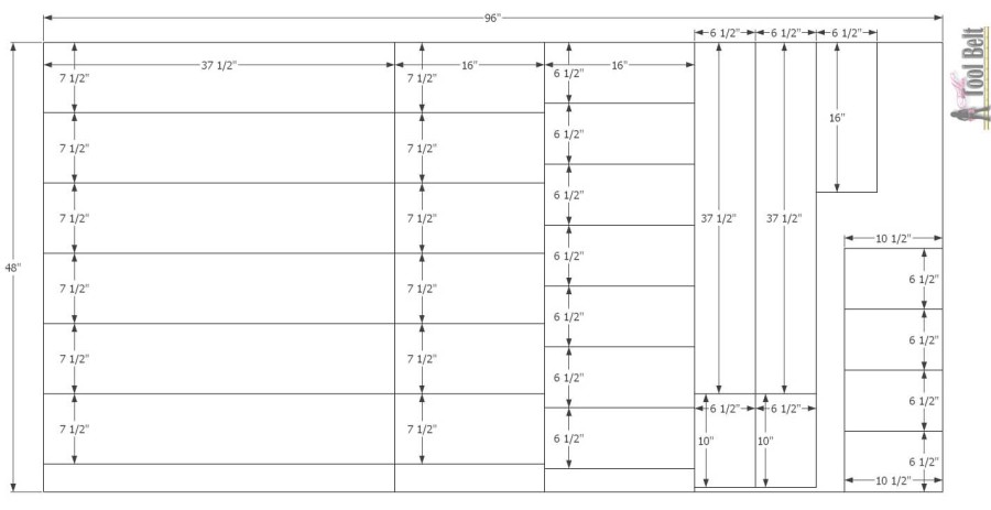 Empire Dresser 3-4 sheet cut diagram