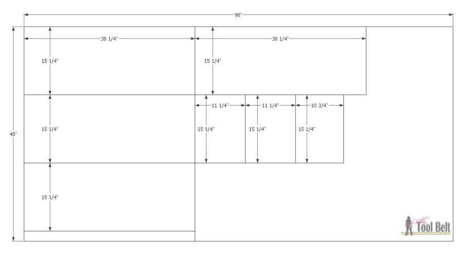 Empire Dresser underlayment cut diagram