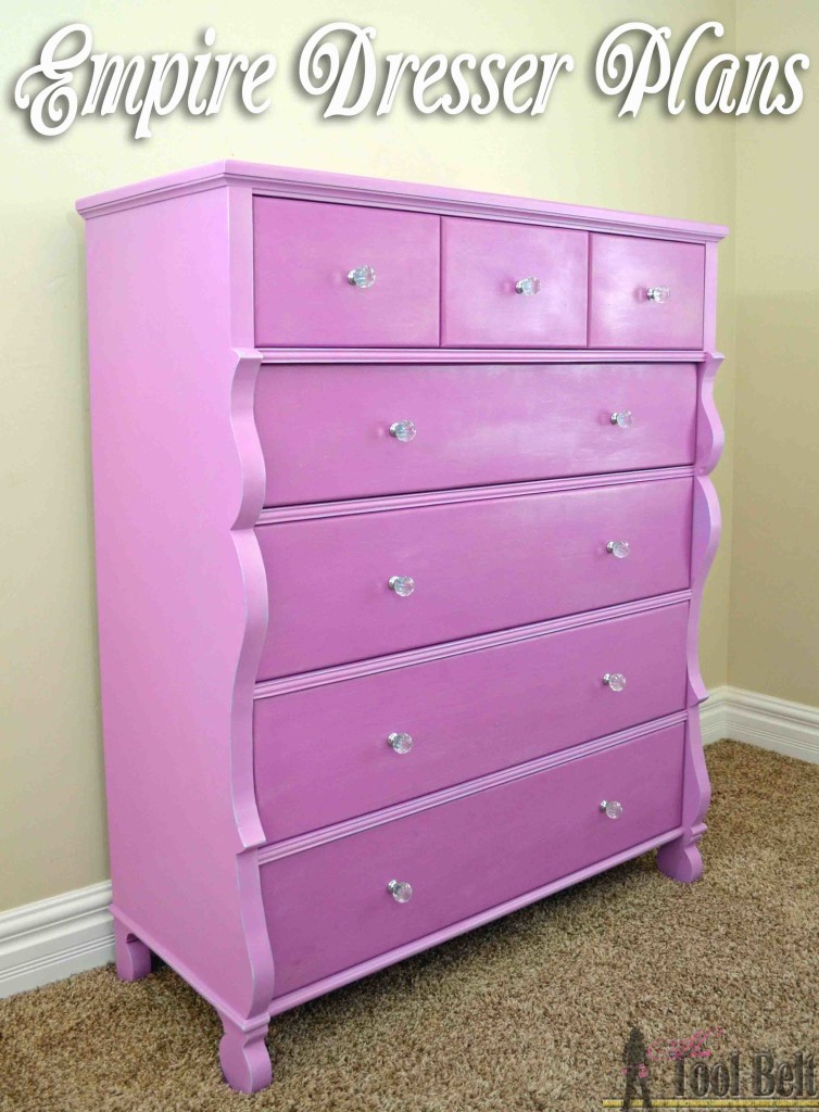 The perfect dresser for my little princess. Free plans to build a roomy Empire dresser with 7 drawers. 