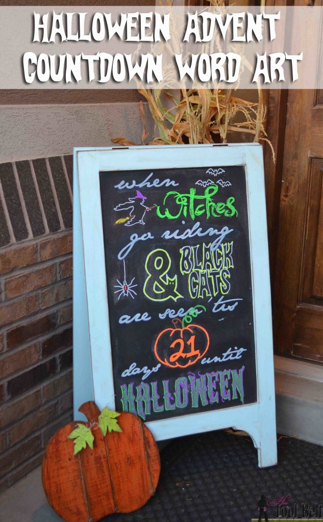 Create a fun Halloween advent countdown calendar with printable pattern, plus tips for writing word art on chalkboards.