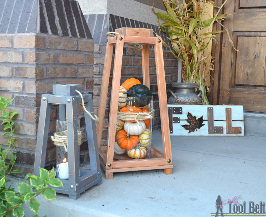 Add a little rustic charm to your front porch or home decor with these easy rustic wood lanterns. Free plans on #ryobination