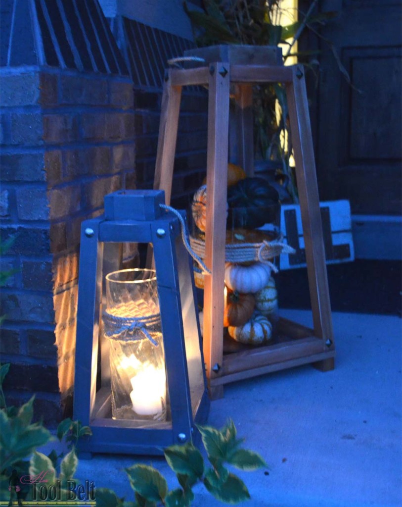 Add a little rustic charm to your front porch or home decor with these easy rustic wood lanterns. Free plans on #ryobination