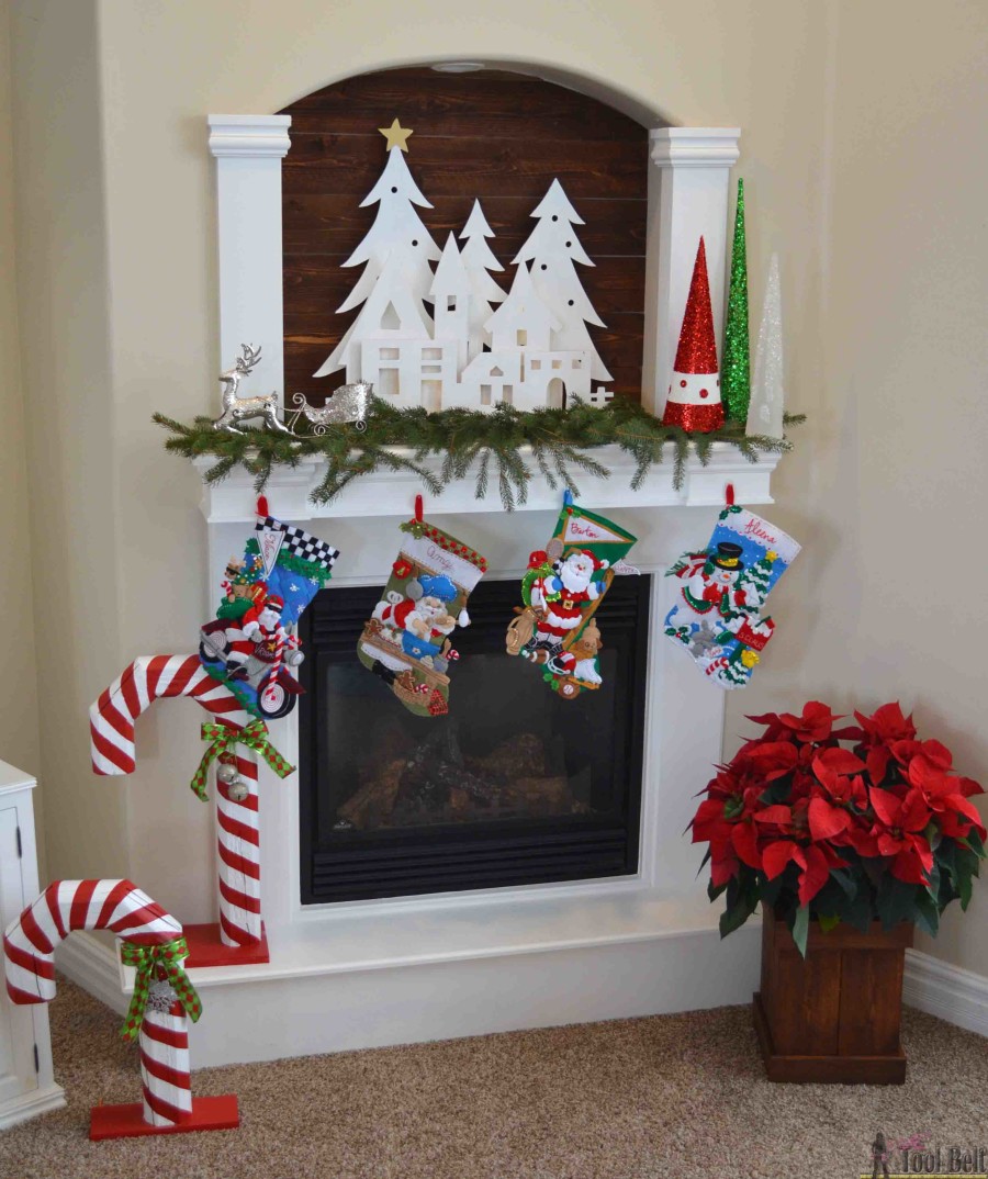 DIY Christmas Village Silhouette Mantel Decor Her Tool Belt