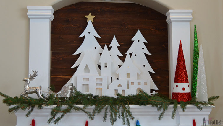 diy christmas village silhouette mantel decor - her tool belt