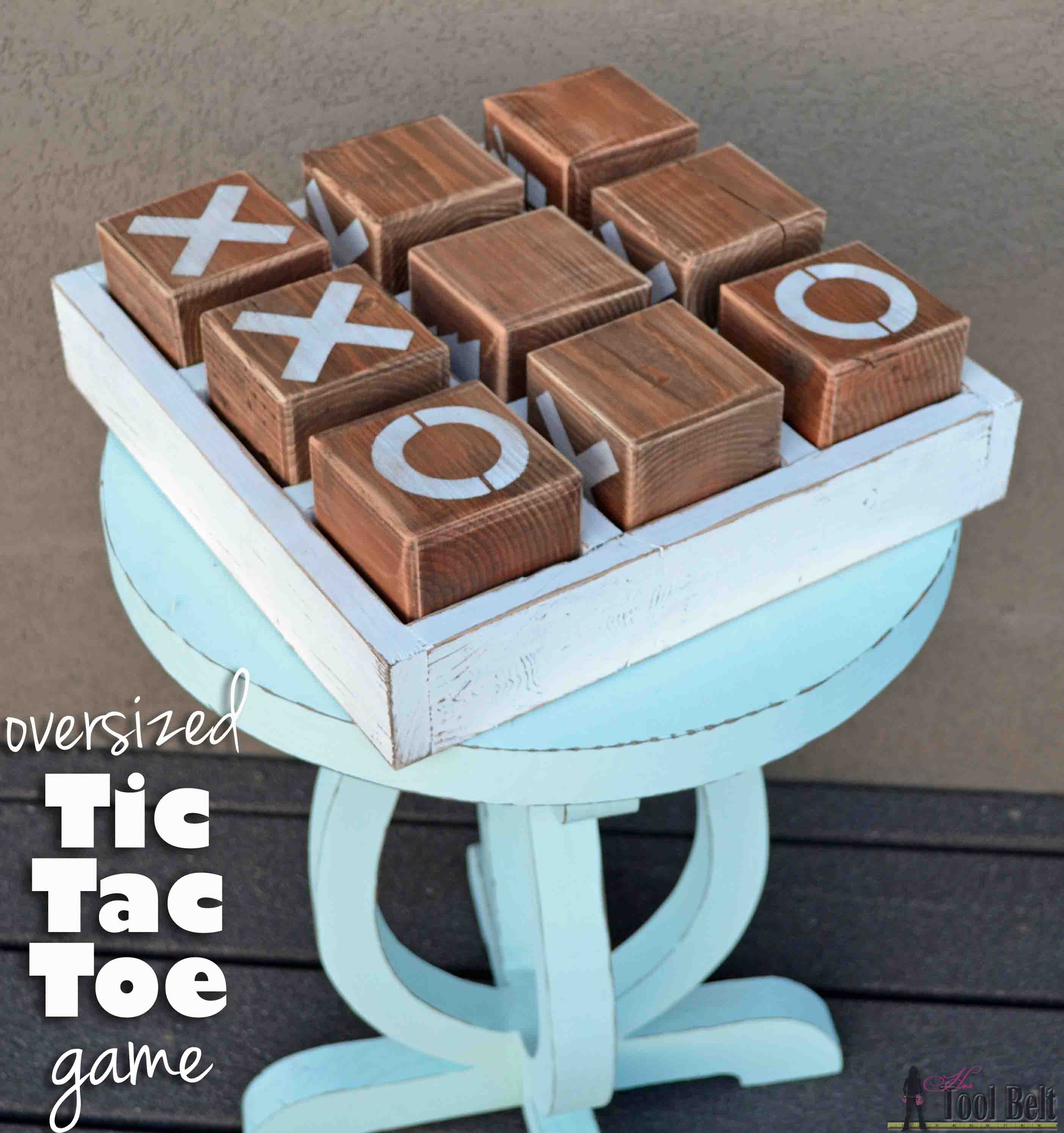 Easily build a fun tic tac toe game to sit on the ottoman or side table. Free plans