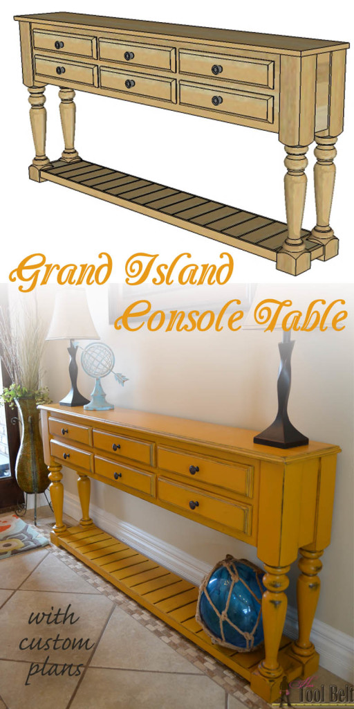 Need a stylish console table, perfect for your space? Free plans that you can easily customize the dimensions and build what you want. Buy the legs and DIY'ing is a breeze.