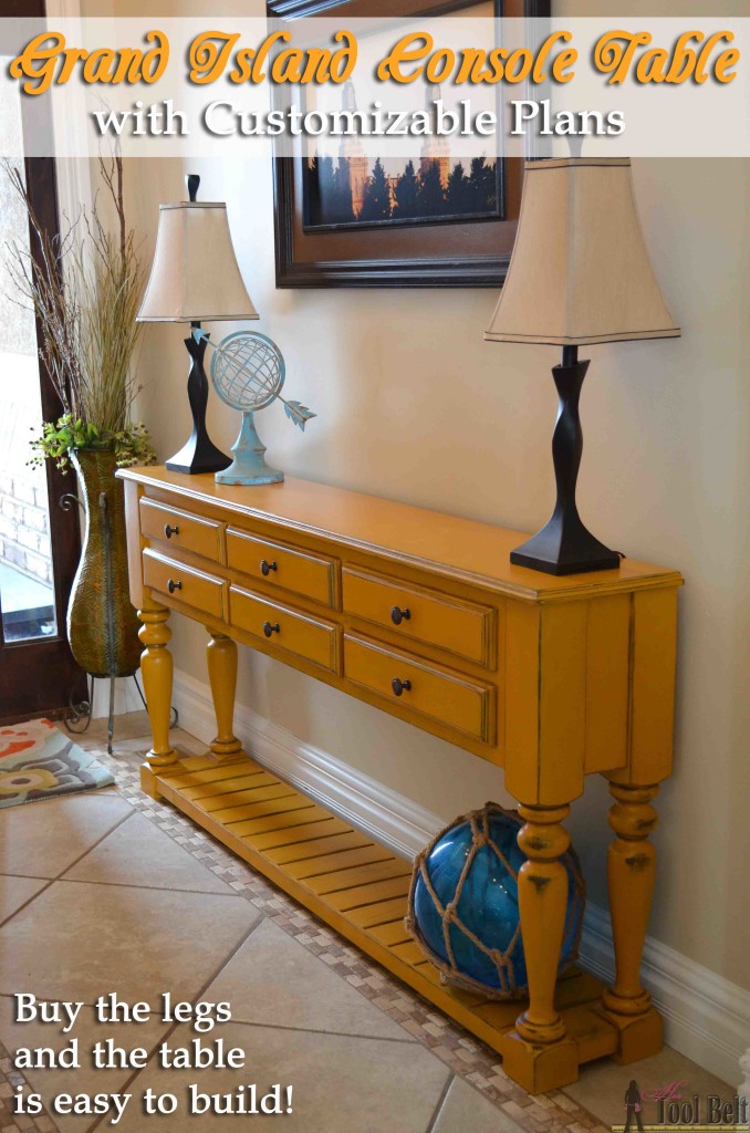 Need a stylish console table, perfect for your space? Free plans that you can easily customize the dimensions and build what you want. Buy the legs and DIY'ing is a breeze.