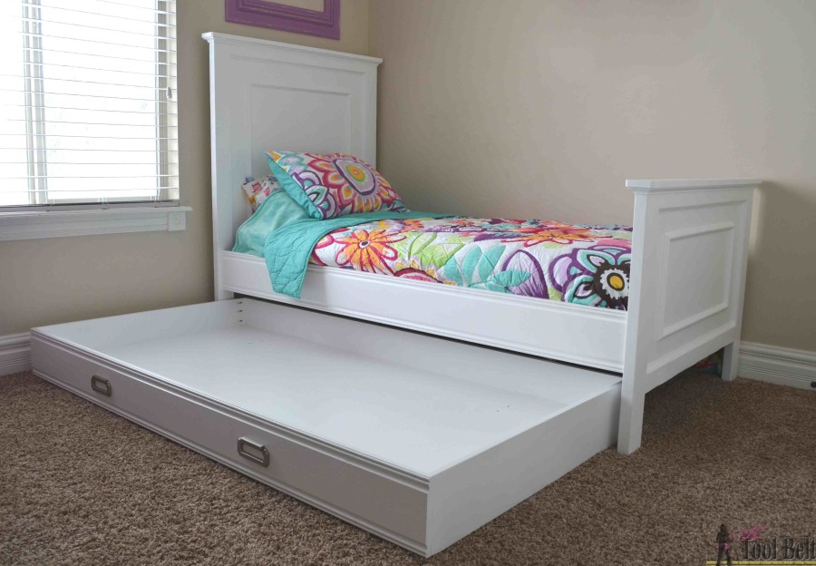 Simple twin bed trundle storage