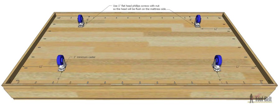 twin bed trundle attach casters