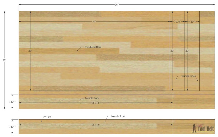 twin bed trundle cut diagram