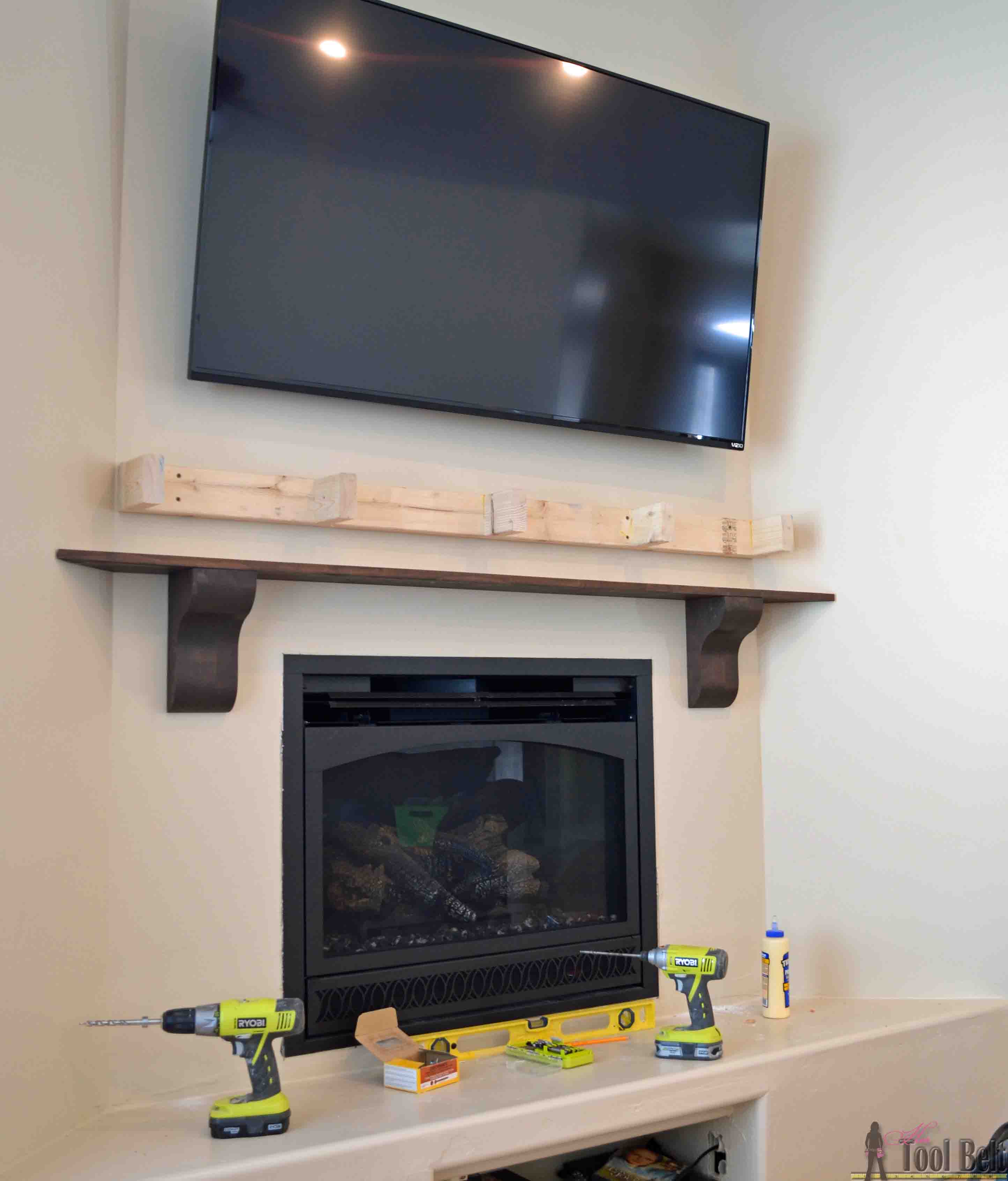 DIY Fireplace Mantel Shelf - Her Tool Belt