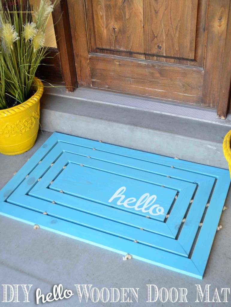 DIY hello- wooden door mat