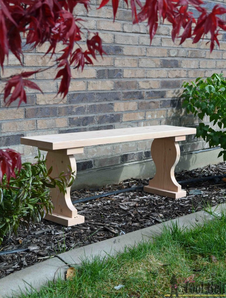 Cute little outdoor garden bench, only costs about $13 to build and uses one 2x12 board. Free plans