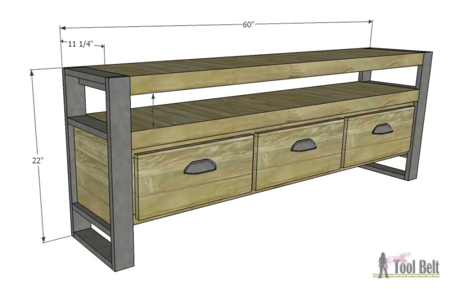 Rustic Media Console- overall dimensions 1000